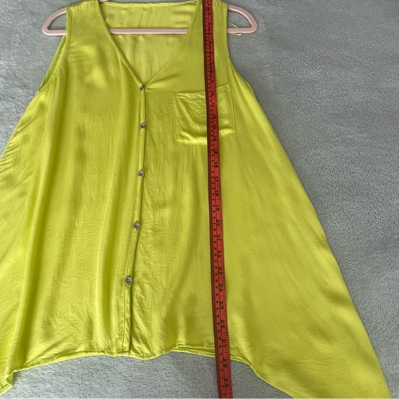 Sleeveless lime green buttoned tunic top in Sz L - Picture 6 of 6